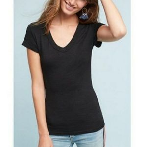 NEW Michael Stars Anthropologie black v-neck tee XS/S